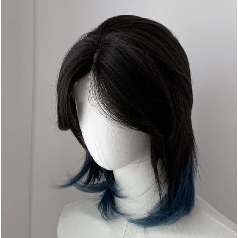 Women's & Men's Wolf Tail Mid-length Fashion Layered Fluffy Dyed Anchovy Head Wig Short Curly Hair