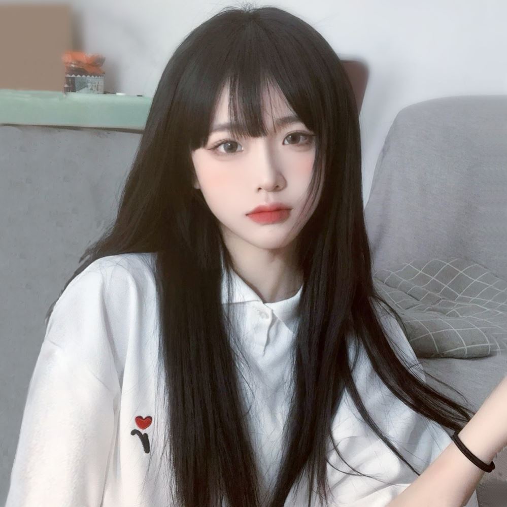 Female Hair Round Face Natural Fluffy Long Straight Wig
