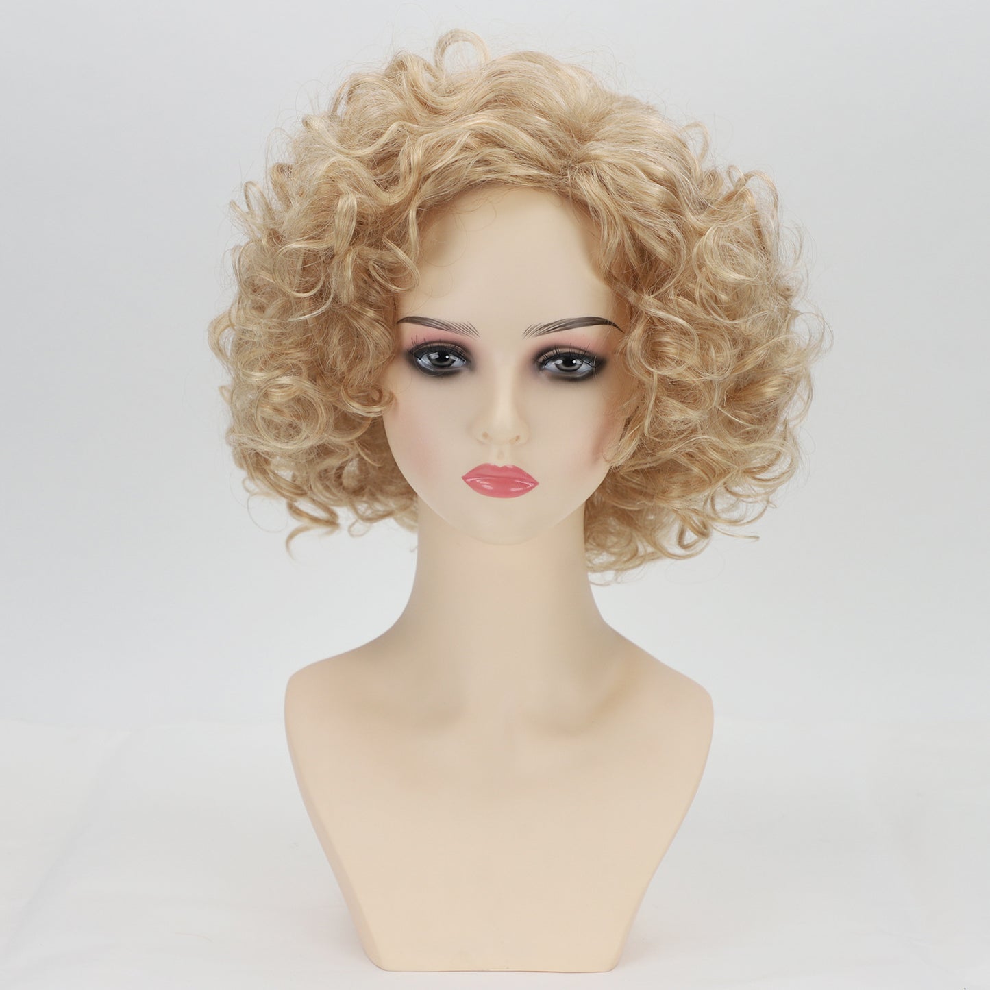 Fashion Elegant Golden Small Synthetic Wigs Wig Short Curly Hair