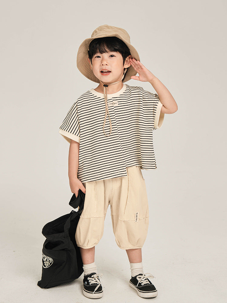 Children's Short-sleeved Summer Striped Half Sleeve Top Children's T-shirt
