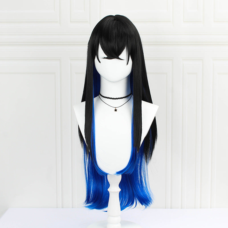 No Mouth Assisted Turn Pig Gradient Sapphire Cos Wig