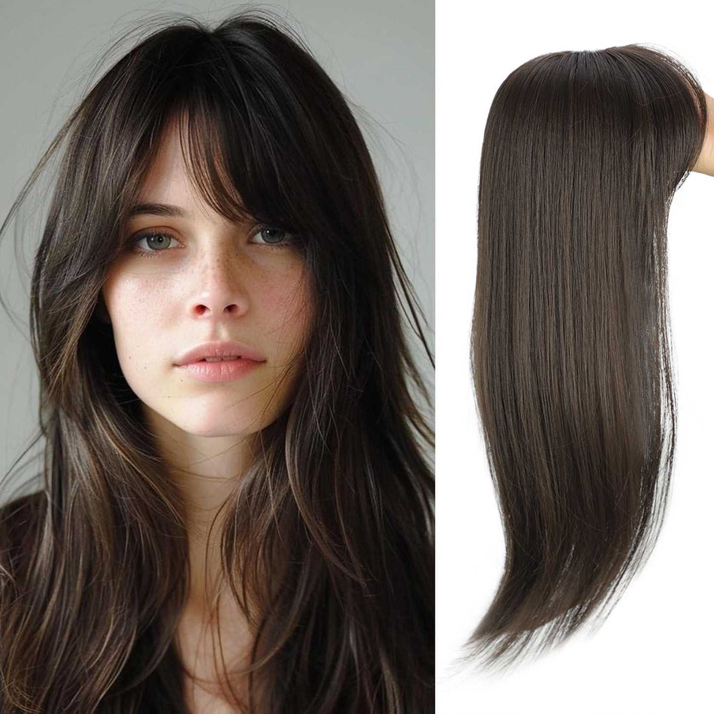 Appearance Natural Fluffy Barrettes Hair Extension With Bangs Ladies Wig