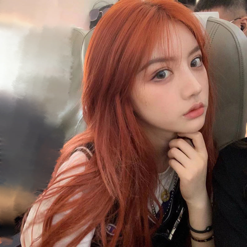 Female Hair Dirty Orange Anchor Color Long Straight Wig