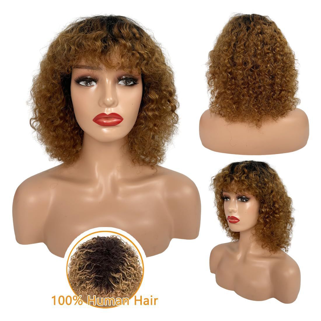 Afro Chemical Fiber Whole Head Cover Wig Short Curly Hair