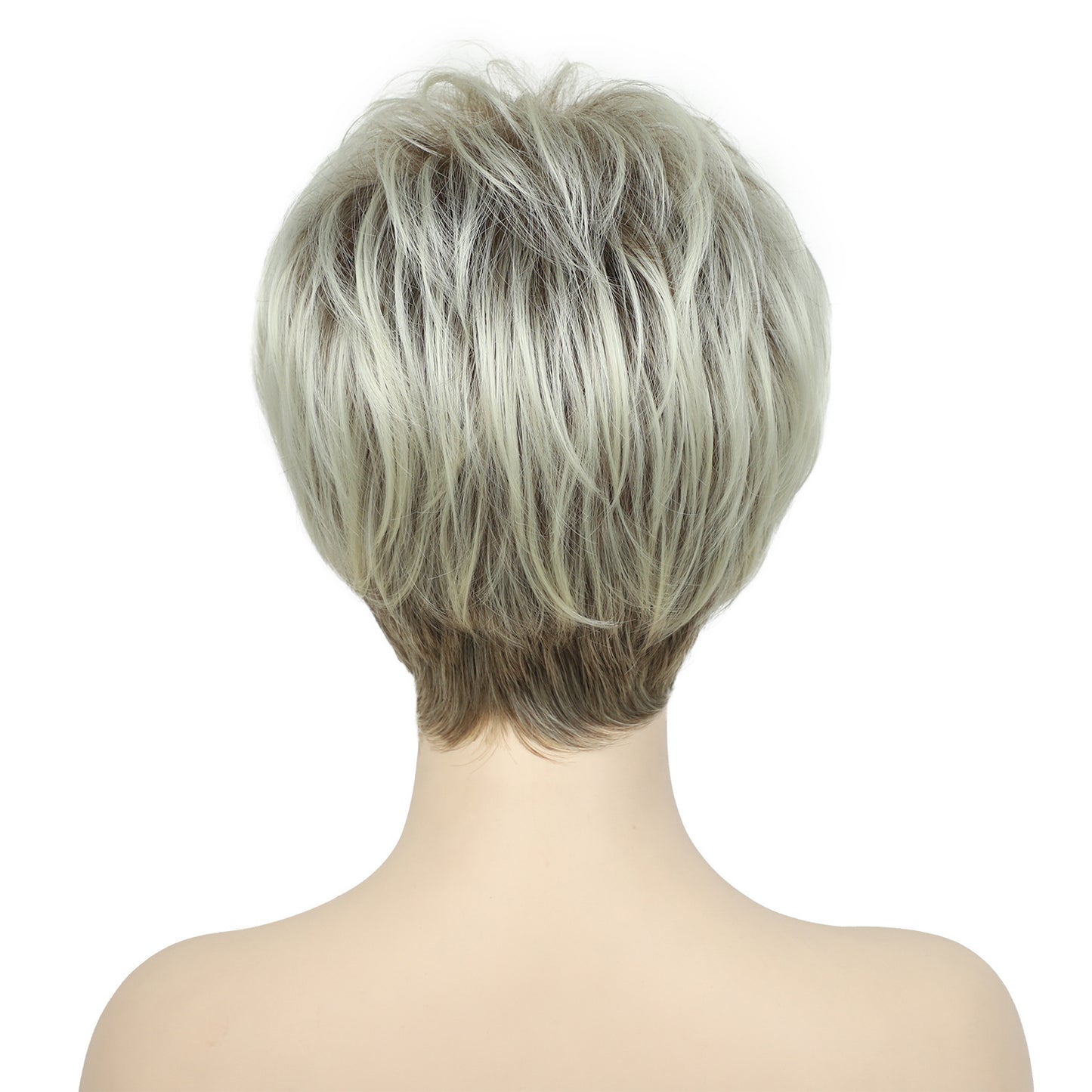 Unique Fluffy Side Bangs Head Cover Wig Short Straight Hair