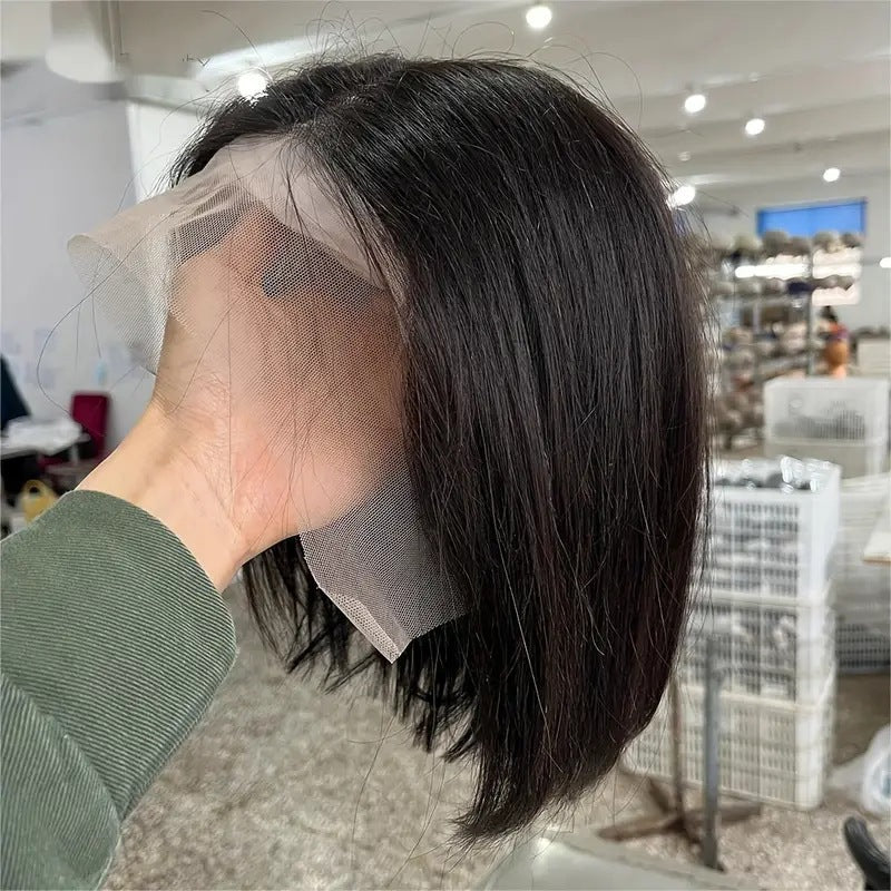 Front Lace Black Head Fiber Mid-length Inner Wig Short Straight Hair
