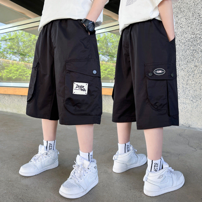 Children's Overalls Cotton Cropped Shorts Medium Large Summer Thin Children's Pants
