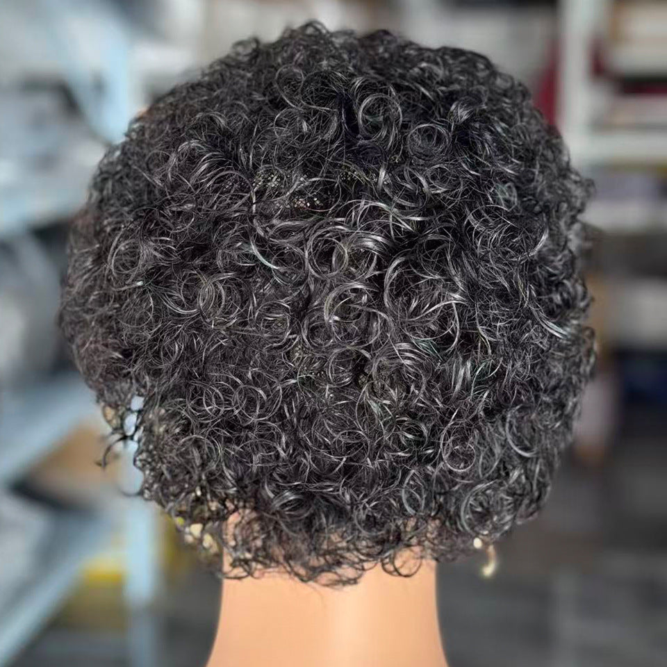 Human Wigs Mechanism Curved Small Curls Real Hair Wig