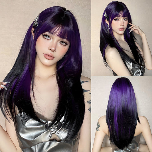 Mid-length Curly Hair Repairing Face Skin Summer Long Straight Wig