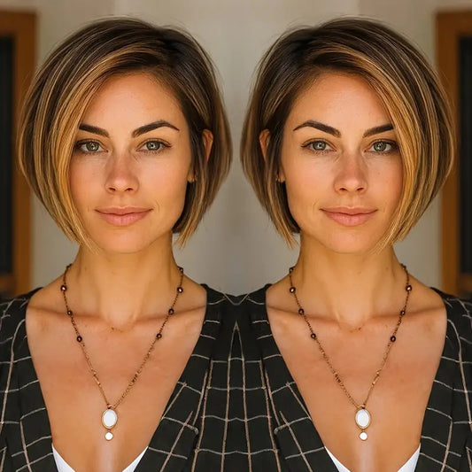 Elegant Graceful Popular Medium Color Labeling Wig Short Straight Hair