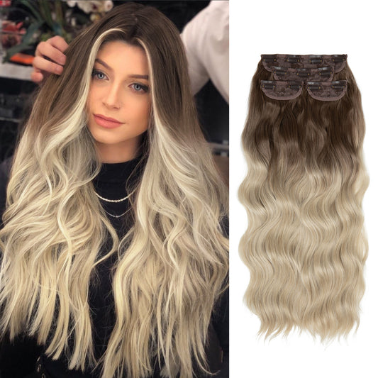 Women's Set Curly Hair Water Ripple One Piece Hairpiece Wig Long Curls