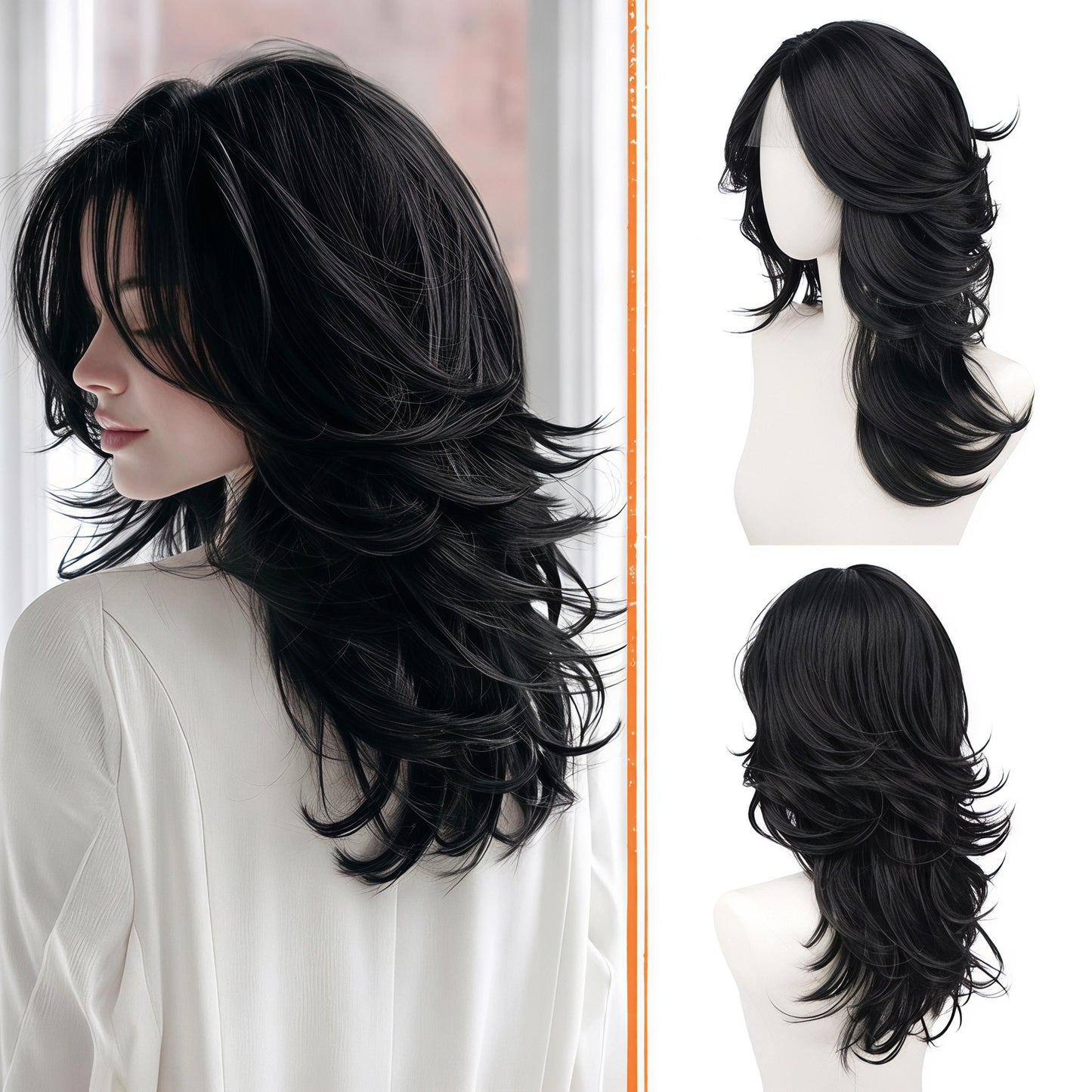 Women's Brown Mixed Color Curly Hair Fashion Wig Long Curls