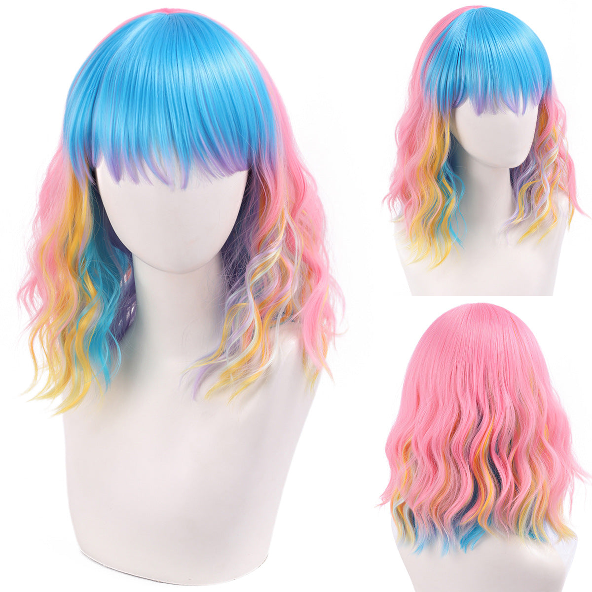 Versatile Comfortable Fringe Festival Water Ripple Wig Short Curly Hair