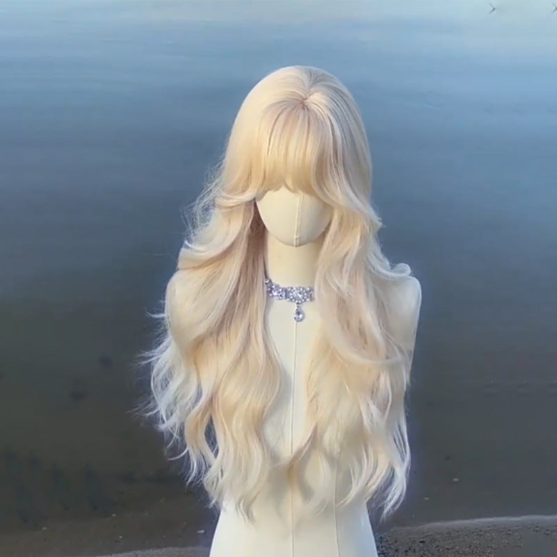 Air Straight Bangs Big Wave Gradient Curly Hair Natural Wig Long Curls