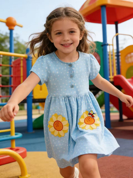 Children's Embroidered Knitted Short Sleeve Princess Clothing Children's Dress