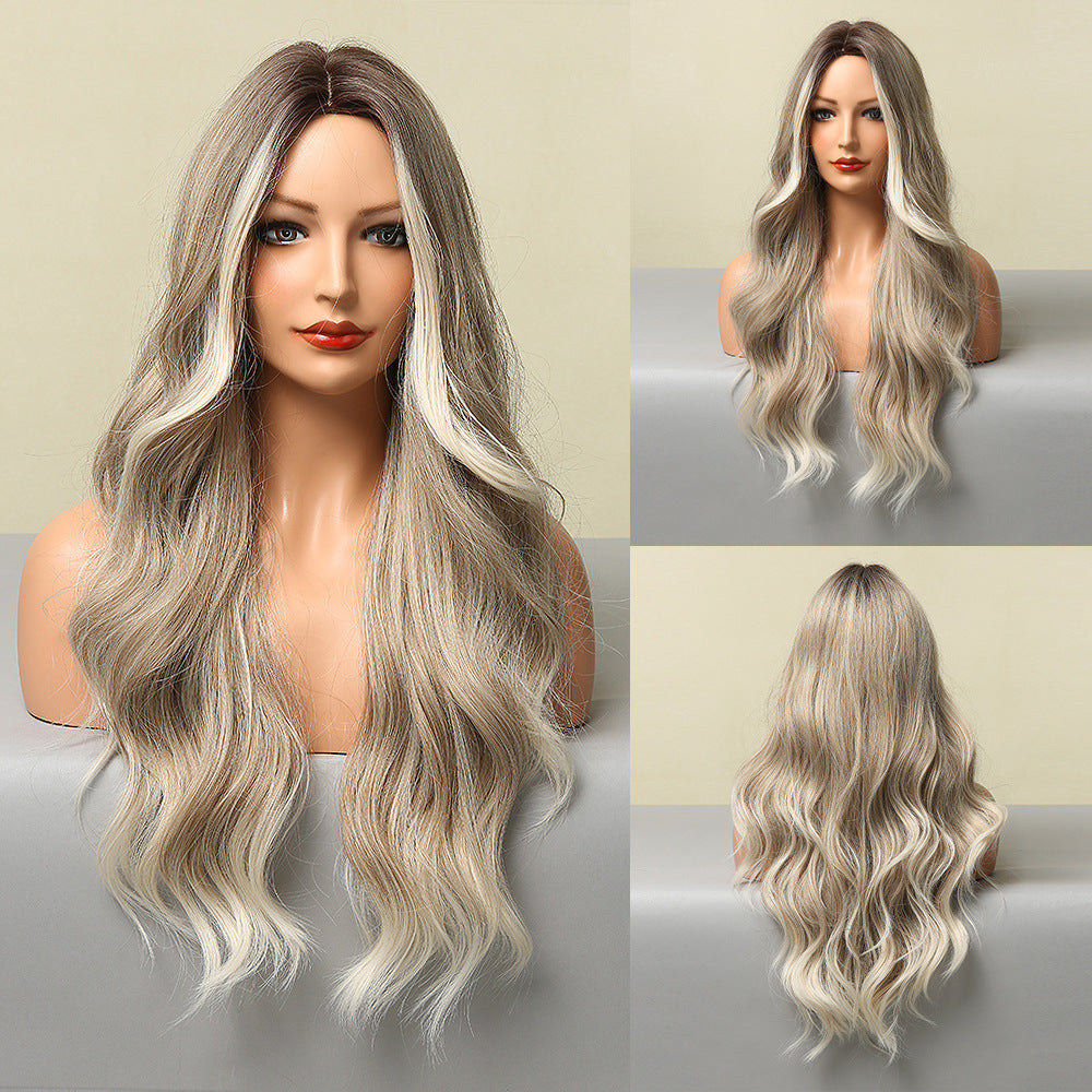 Medium Large Wave Mixed Color Light Wig Long Curls