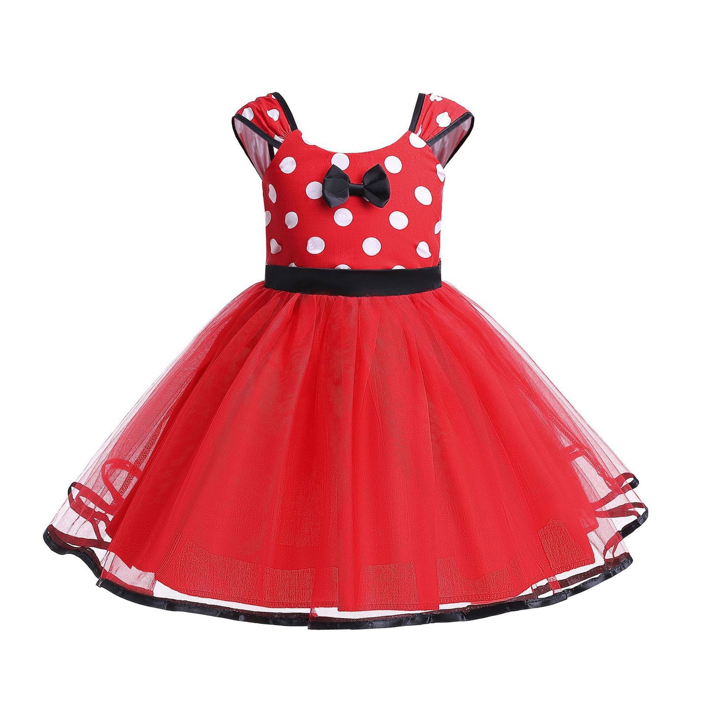 Children's Bubble Skirt Cute Polka Dot Bow Performance Children's Dress