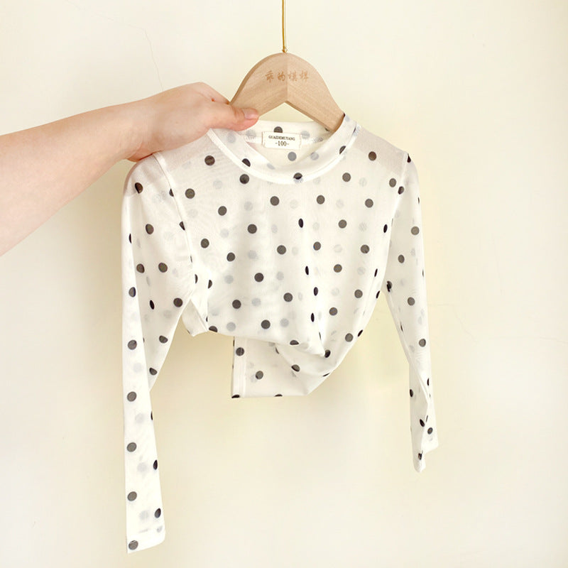 Silk Sun Protection Clothing Bottoming Shirt Air Conditioner Mesh Breathable Children's T-shirt