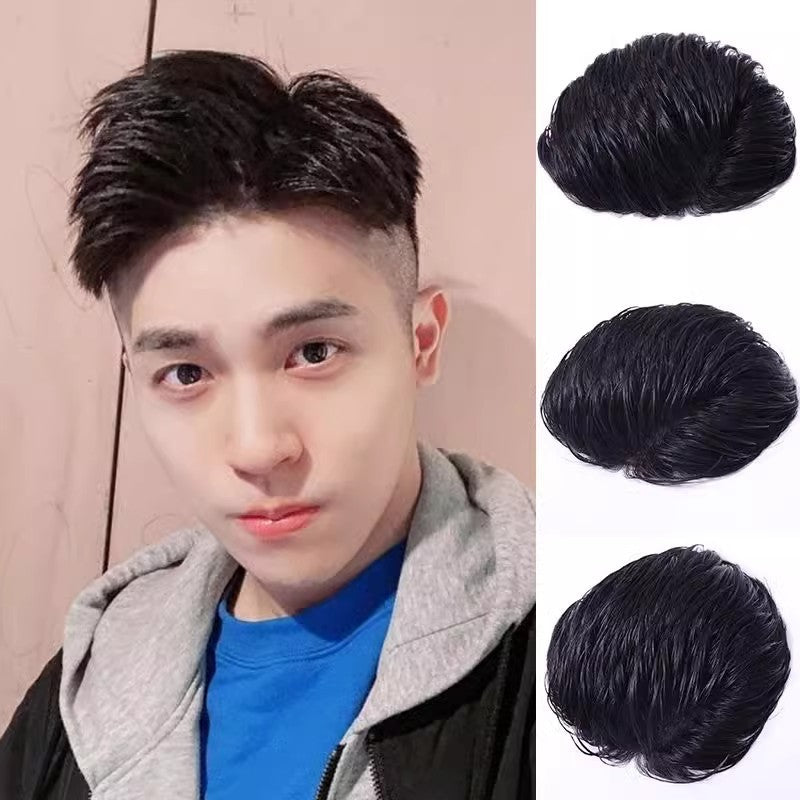 Men's Short Hair Top Supplementing Piece Fashion Real Lightweight Breathable Hairline Men's Wig