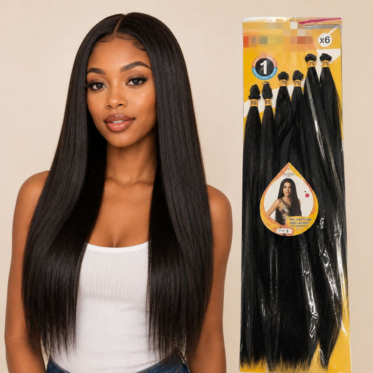 Hair Weft Set Korean Silk Chemical Fiber Long Straight Wig