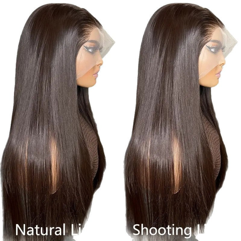 Women's Lace Chemical Fiber Natural Black Hand Crochet Long Straight Wig
