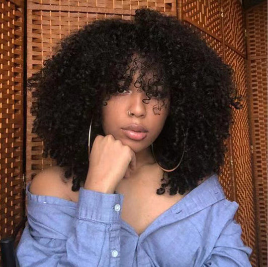 Volume Fluffy Explosion Solid Color Head Wig Short Curly Hair