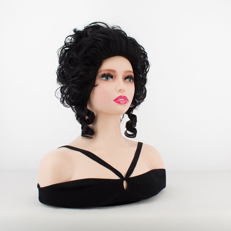 Women's Fashion Cover Sier White Black Palace Style Retro Simulation Wig Short Curly Hair