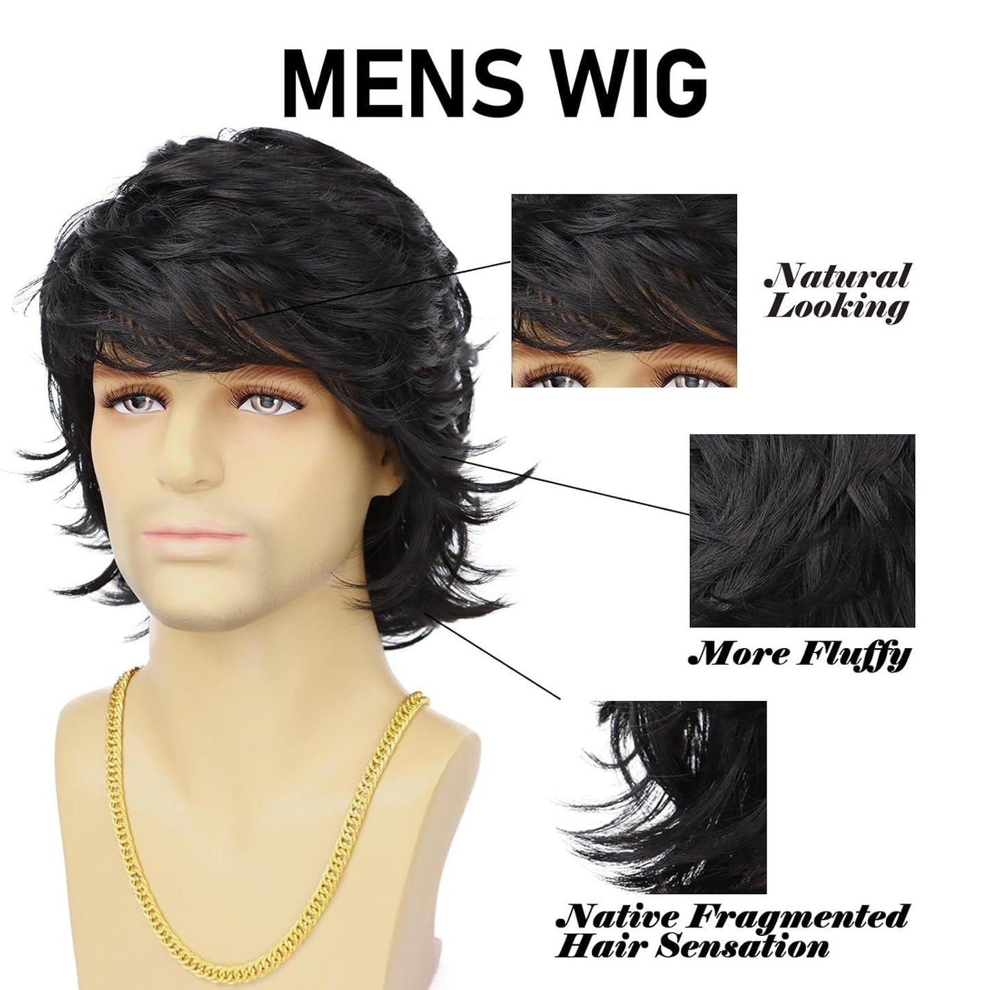 Men's Black Short Hair Fashion Style Sheath Men's Wig