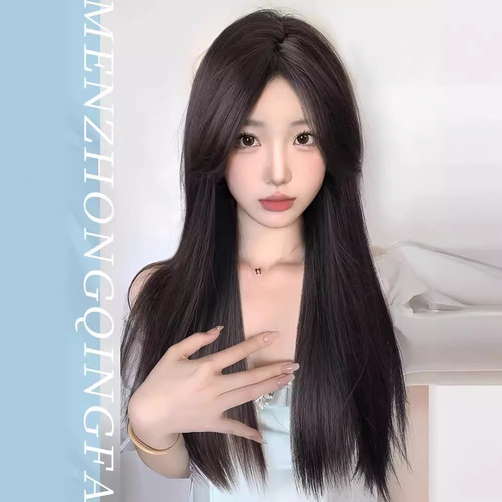 Mid-length Hair Natural Simulation People Full Long Straight Wig