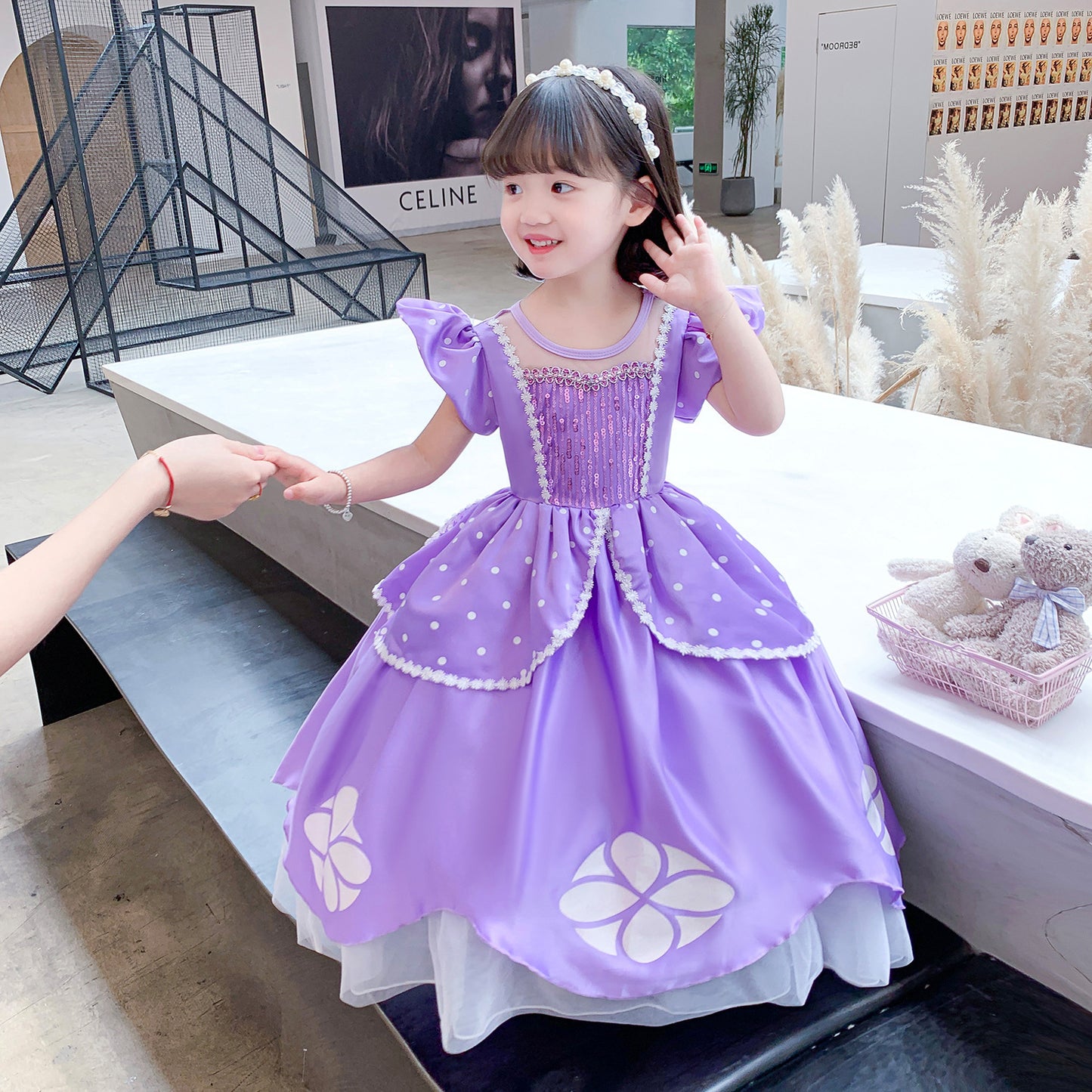 Children's Sophia Princess Skirt Short Sleeve Tulle Tutu Children's Dress