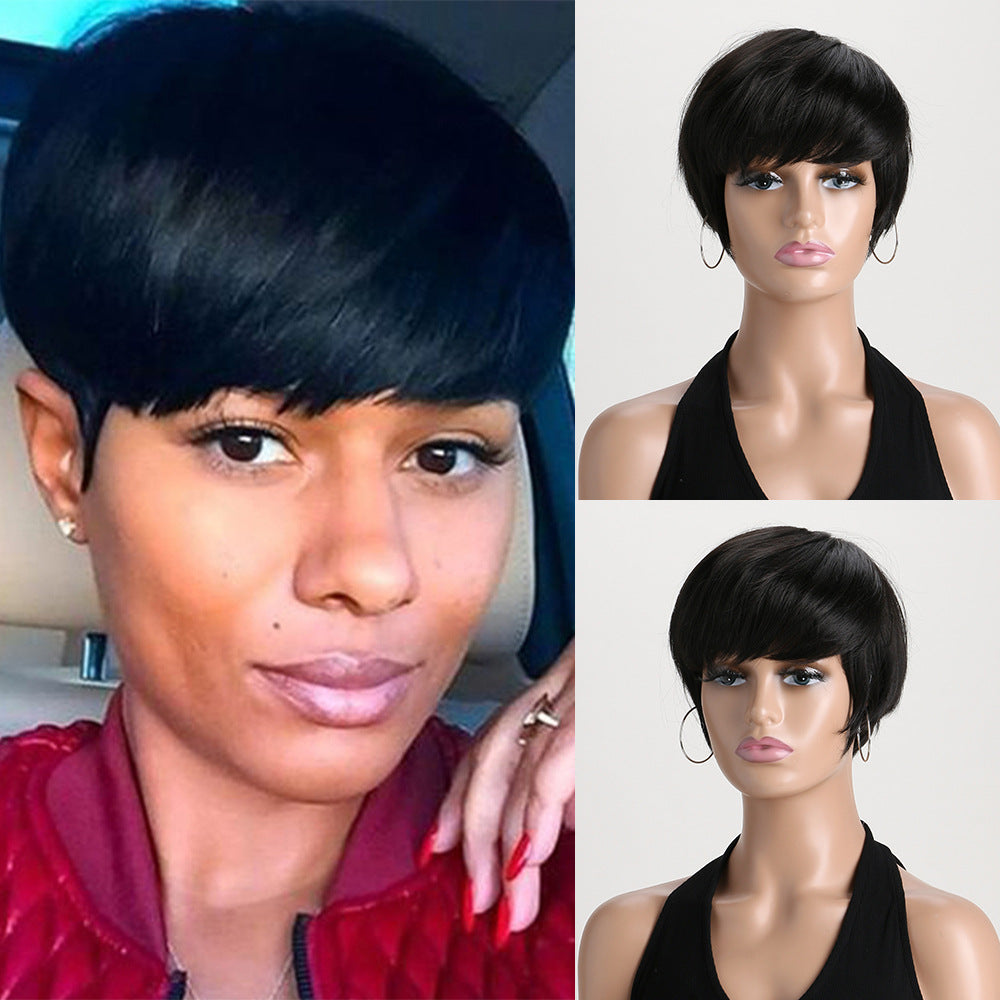 Women's Fashion Side Bangs Synthetic Wigs Fiber Wig Short Curly Hair
