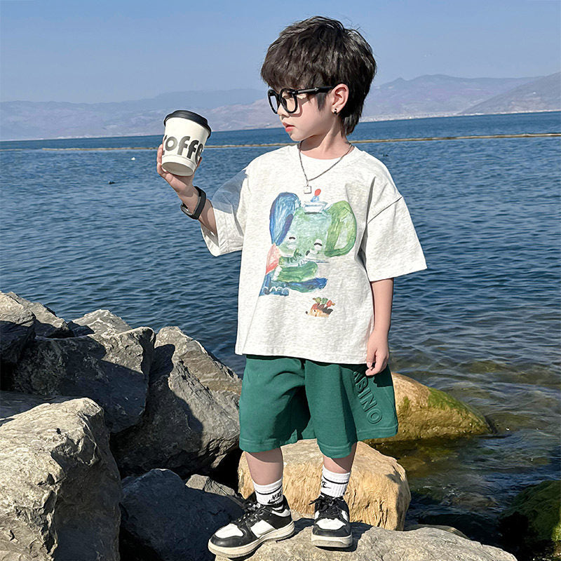 Teens Short Sleeve Summer Loose Printed Cotton Children's T-shirt