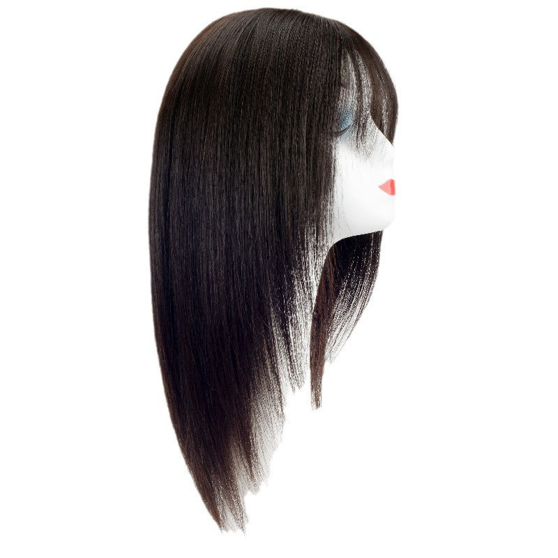 Women's Mid-length Collarbone Length Haircut Casual Split Bangs Real Hair Wig