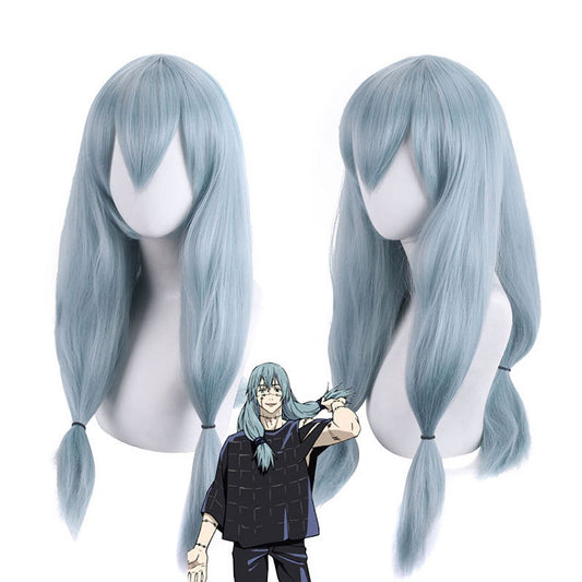 Cursing Back To Battle Real Lake Blue Thickened Ponytail Cos Wig