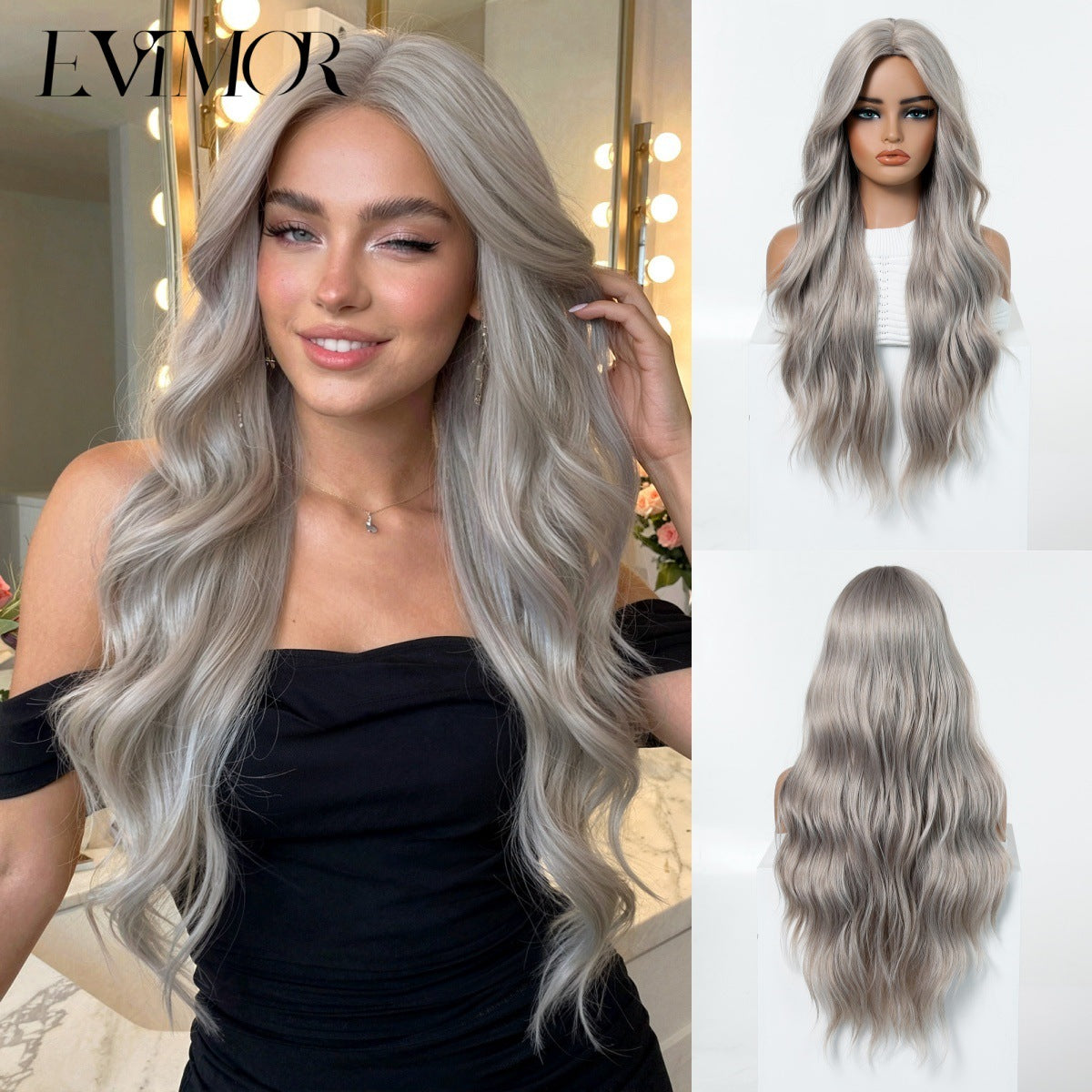 Gradient Highlight Big Wave Curly Fiber Natural Wig Long Curls