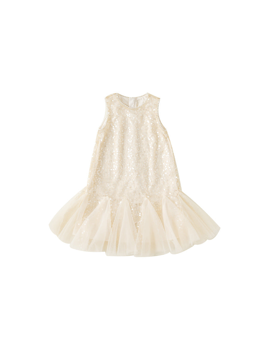 Children's Clothing Sequins Mesh Stitching Summer Small Princess Children's Dress