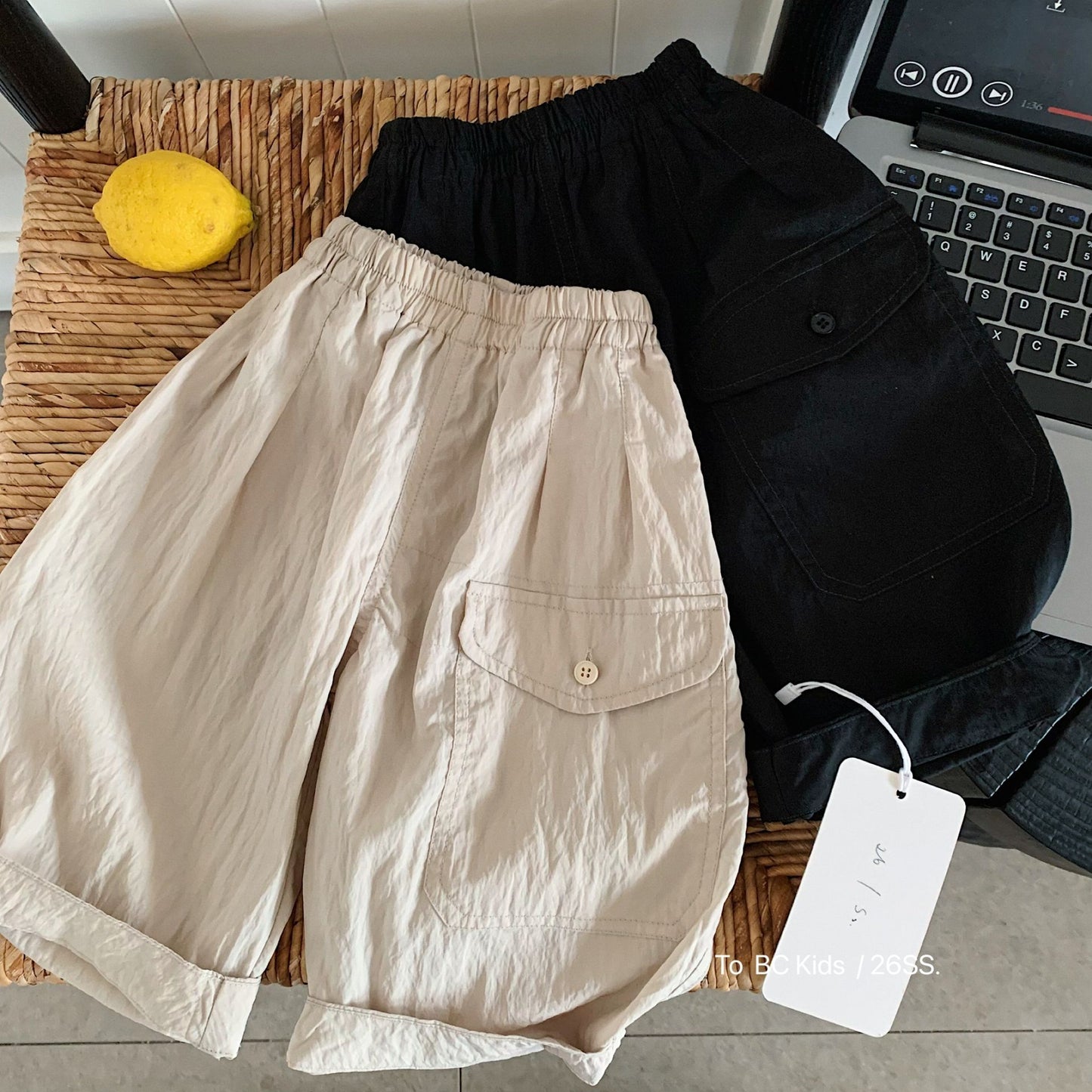 Children's Middle Summer Solid Color Thin Casual Cropped Loose Children's Pants