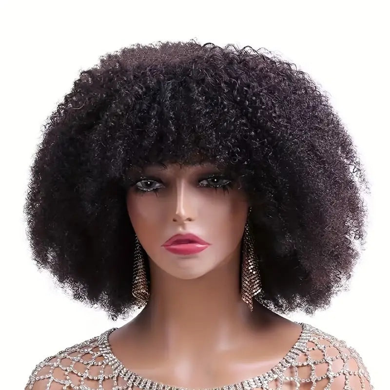 African Fluffy Afro Wigs With Small Wig Short Curly Hair