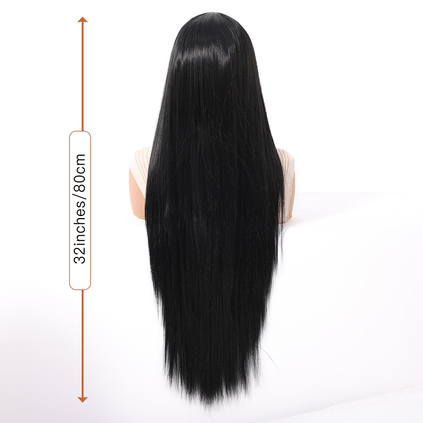 Women's Korean Hair Lace Domestic Silk White Mid-point Black Long Straight Wig