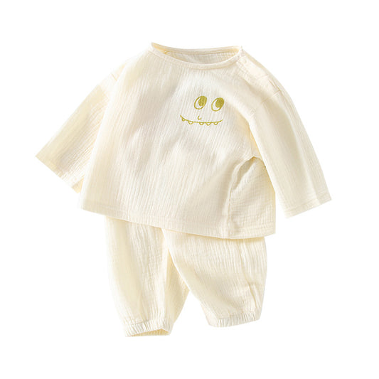 Pullover Pure Cotton Pajama Sets Summer Outwear Boys Cartoon Children's Suit