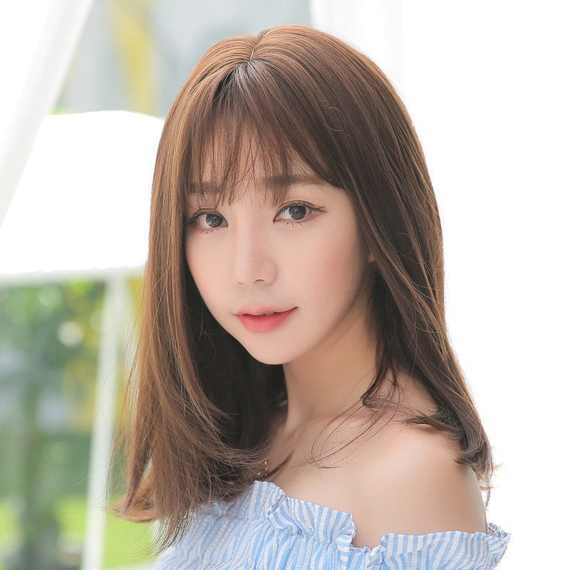 Women's Shoulder Dyed Chemical Fiber Rose Net Long Straight Wig