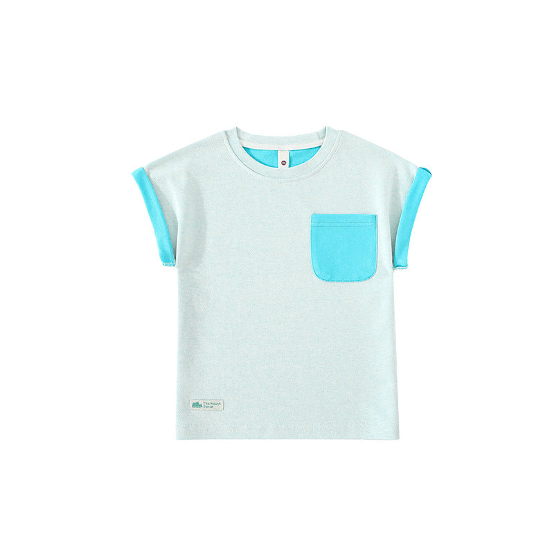 Children's Clearance Mountain Clothing Contrasting Color Cuff Short-sleeved Summer Children's T-shirt