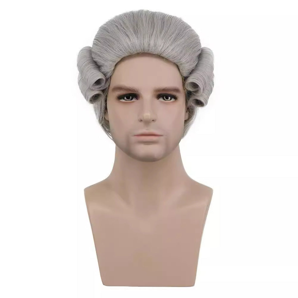 Baroque Masquerade Colonial Lawyer Judge Chemical Men's Wig