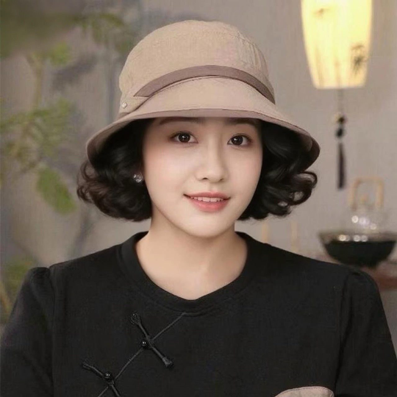 Hat Integrated Lightweight Sunshade Sun Protection Casual Fisherman Wig Short Curly Hair