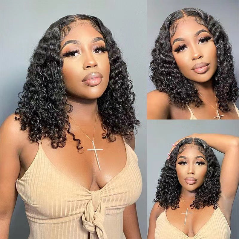 Fashion Roll African Small Volume Fluffy Natural Front Lace Chemical Wig Short Curly Hair