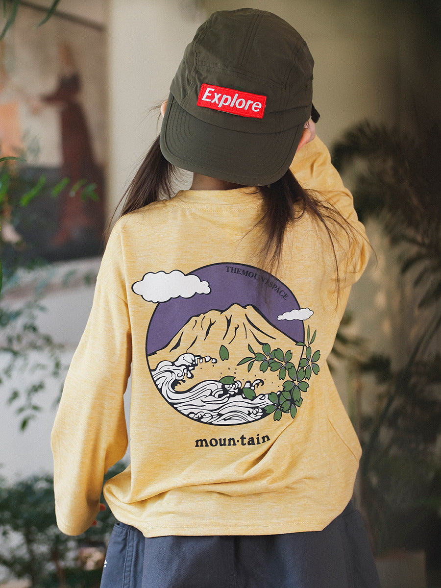 Children's Mountain Outdoor Clothing Color Cotton Moisture Wicking Top Half Children's T-shirt