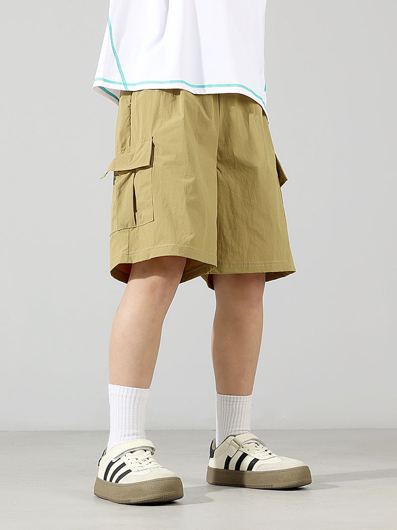 Children's Korean Style Outdoor Work Clothes Shorts Big Lightweight Waterproof Cool Children's Pants