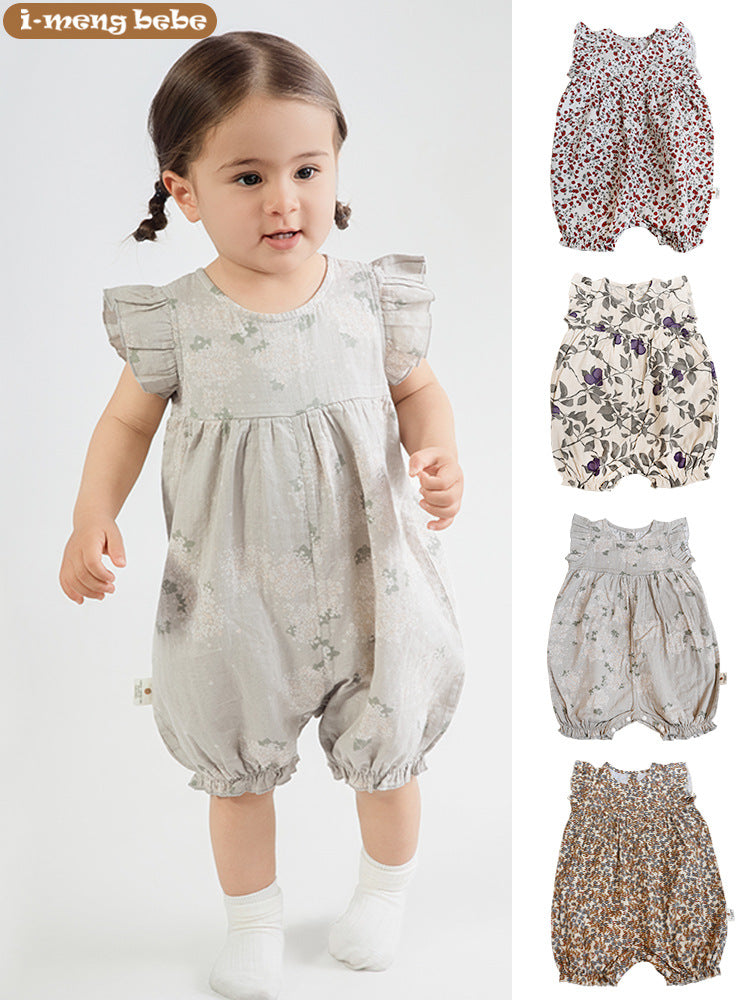 Open Summer Clothes Princess Style Class Cotton Nordic Sling Flounced Jumpsuit, Climbing Suit