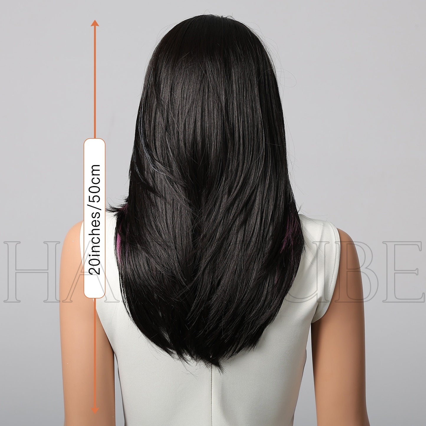 Black Dyed Mid-length Temperament Long Layer Female Mechanism Synthetic Wigs Wig Short Straight Hair