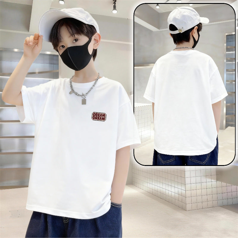 Children's Letter Printed Cotton Short-sleeved Boy Summer Clothing Loose Western Style Children's T-shirt